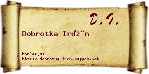 Dobrotka Irén névjegykártya